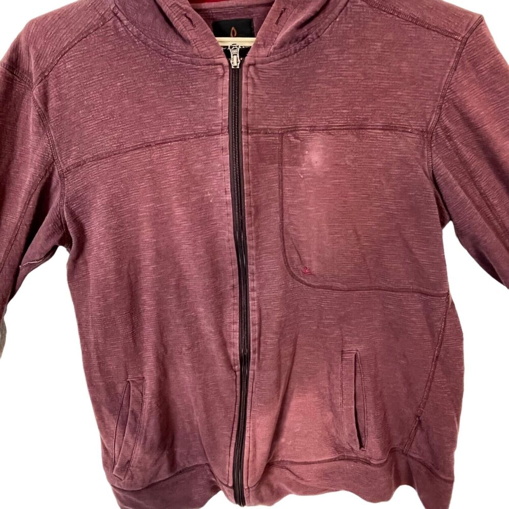 PrAna Breathe Womens Distressed Sun Faded Maroon Full Zip Hoodie Size Large - Picture 2 of 9